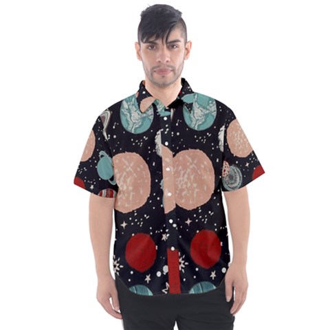 Space Galaxy Pattern Men s Short Sleeve Shirt by Vaneshart