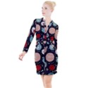 Space Galaxy Pattern Button Long Sleeve Dress View1