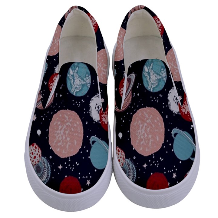 Space Galaxy Pattern Kids  Canvas Slip Ons