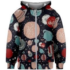 Space Galaxy Pattern Kids  Zipper Hoodie Without Drawstring