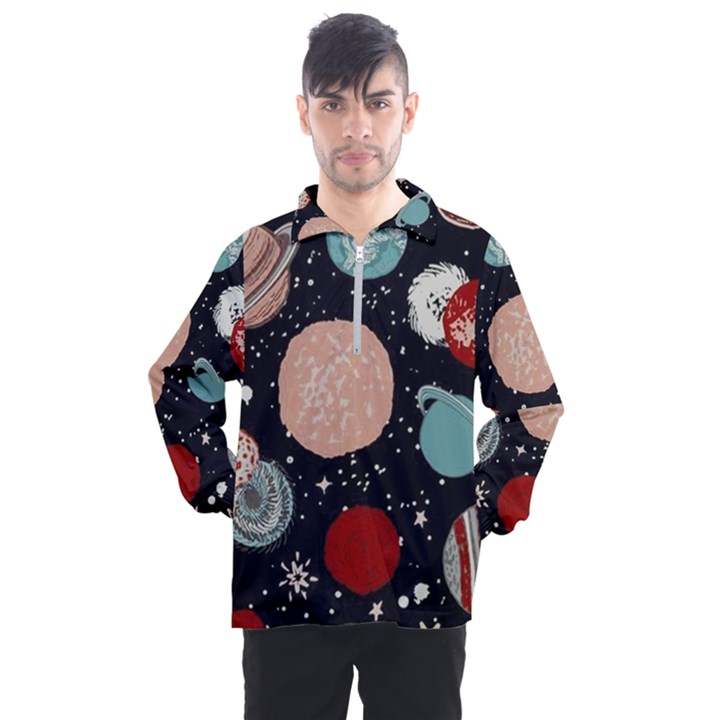 Space Galaxy Pattern Men s Half Zip Pullover