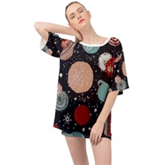 Space Galaxy Pattern Oversized Chiffon Top