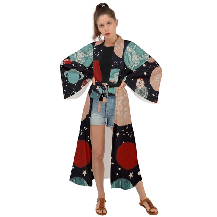 Space Galaxy Pattern Maxi Kimono