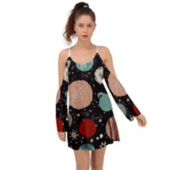 Space Galaxy Pattern Kimono Sleeves Boho Dress