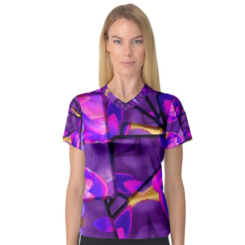 Background Wallpaper Flower V-neck Sport Mesh Tee by Vaneshart