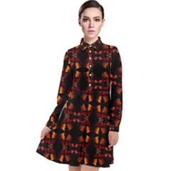 Christmas Bells Background Long Sleeve Chiffon Shirt Dress by Vaneshart