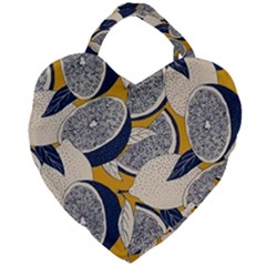 Blue And Ochre Giant Heart Shaped Tote by Vaneshart