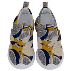 Blue And Ochre Kids  Velcro No Lace Shoes by Vaneshart