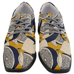 Blue And Ochre Women Heeled Oxford Shoes