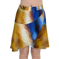 Abstract Paint Smears Chiffon Wrap Front Skirt by Vaneshart