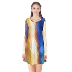 Abstract Paint Smears Long Sleeve V-neck Flare Dress by Vaneshart