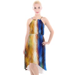 Abstract Paint Smears High-low Halter Chiffon Dress  by Vaneshart