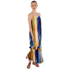 Abstract Paint Smears Cami Maxi Ruffle Chiffon Dress by Vaneshart