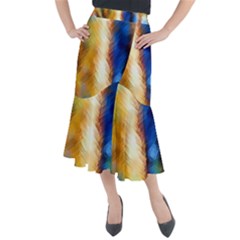 Abstract Paint Smears Midi Mermaid Skirt