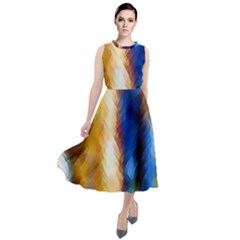 Abstract Paint Smears Round Neck Boho Dress