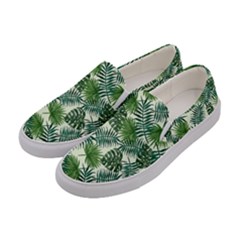 Leaves Tropical Wallpaper Foliage Women s Canvas Slip Ons by Vaneshart