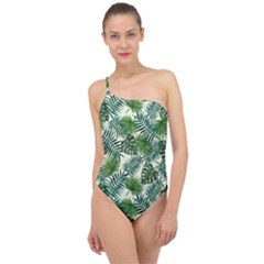 Leaves Tropical Wallpaper Foliage Classic One Shoulder Swimsuit by Vaneshart