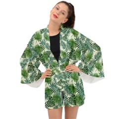 Leaves Tropical Wallpaper Foliage Long Sleeve Kimono