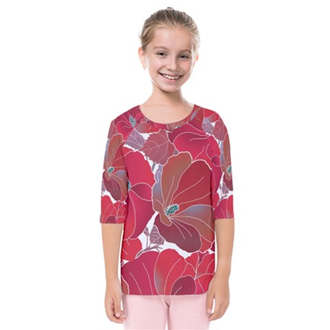 Floral Pattern Background Kids  Quarter Sleeve Raglan Tee by Vaneshart