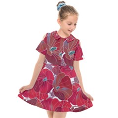 Floral Pattern Background Kids  Short Sleeve Shirt Dress by Vaneshart