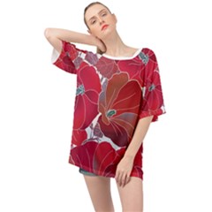 Floral Pattern Background Oversized Chiffon Top