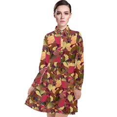 Floral Pattern Design Long Sleeve Chiffon Shirt Dress