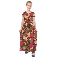 Floral Pattern Design Kids  Short Sleeve Maxi Dress by Vaneshart