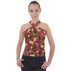 Floral Pattern Design Cross Neck Velour Top by Vaneshart