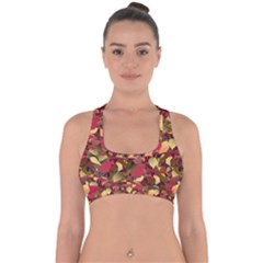 Floral Pattern Design Cross Back Hipster Bikini Top 