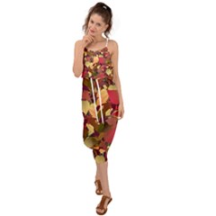 Floral Pattern Design Waist Tie Cover Up Chiffon Dress