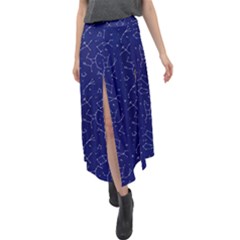 Constellations Pattern Velour Split Maxi Skirt