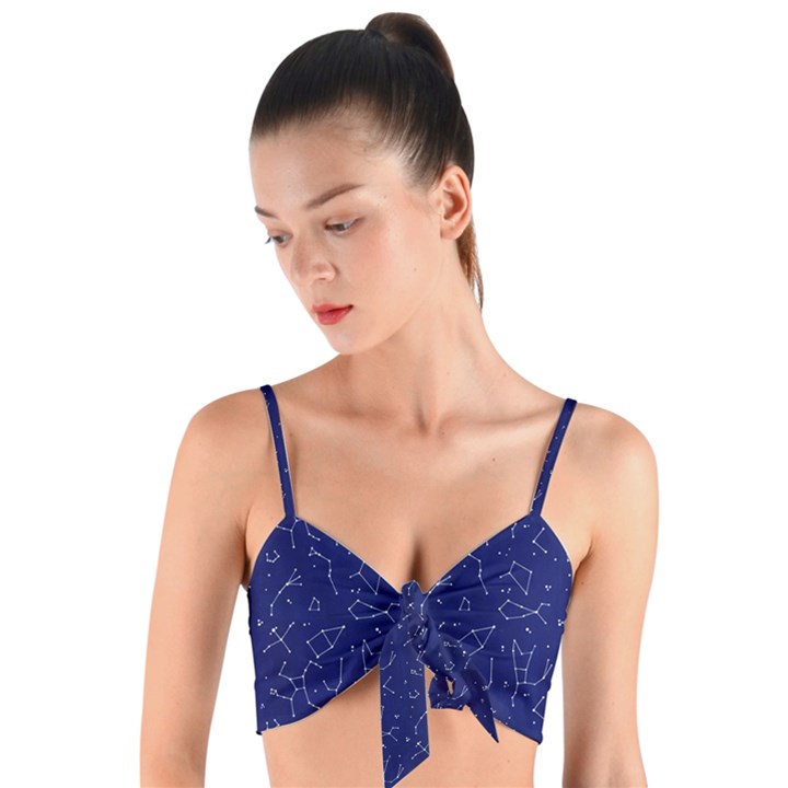 Constellations Pattern Woven Tie Front Bralet