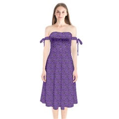 Iris Retrowheel Shoulder Tie Bardot Midi Dress by Vaneshart