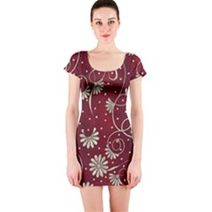 Floral Pattern Background Short Sleeve Bodycon Dress