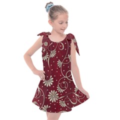 Floral Pattern Background Kids  Tie Up Tunic Dress by Vaneshart