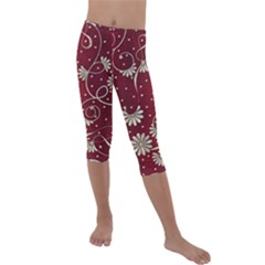 Floral Pattern Background Kids  Lightweight Velour Capri Leggings  by Vaneshart