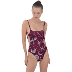 Floral Pattern Background Tie Strap One Piece Swimsuit