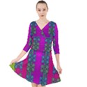 Flowers In A Rainbow Liana Forest Festive Quarter Sleeve Front Wrap Dress View1