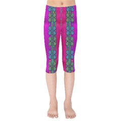 Flowers In A Rainbow Liana Forest Festive Kids  Capri Leggings  by pepitasart