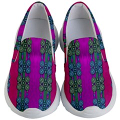 Flowers In A Rainbow Liana Forest Festive Kids  Lightweight Slip Ons by pepitasart