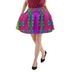 Flowers In A Rainbow Liana Forest Festive A-line Pocket Skirt by pepitasart