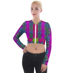 Flowers In A Rainbow Liana Forest Festive Long Sleeve Cropped Velvet Jacket by pepitasart