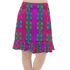 Flowers In A Rainbow Liana Forest Festive Fishtail Chiffon Skirt