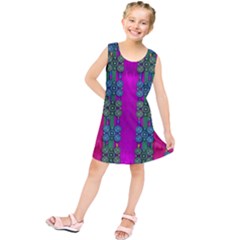 Flowers In A Rainbow Liana Forest Festive Kids  Tunic Dress by pepitasart