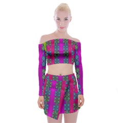 Flowers In A Rainbow Liana Forest Festive Off Shoulder Top With Mini Skirt Set by pepitasart