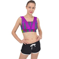 Flowers In A Rainbow Liana Forest Festive V-back Sports Bra by pepitasart