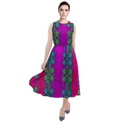 Flowers In A Rainbow Liana Forest Festive Round Neck Boho Dress by pepitasart