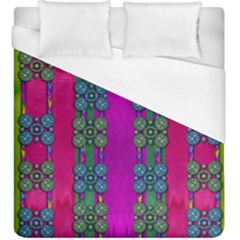 Flowers In A Rainbow Liana Forest Festive Duvet Cover (king Size) by pepitasart