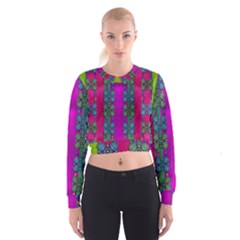 Flowers In A Rainbow Liana Forest Festive Cropped Sweatshirt by pepitasart