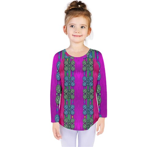 Flowers In A Rainbow Liana Forest Festive Kids  Long Sleeve Tee by pepitasart